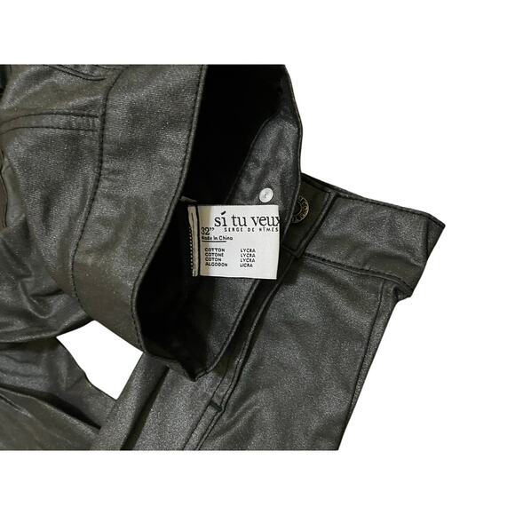 Si Tu Veux Men’s Black Shiny Jean’s Jacket Size Medium - Picture 3 of 4